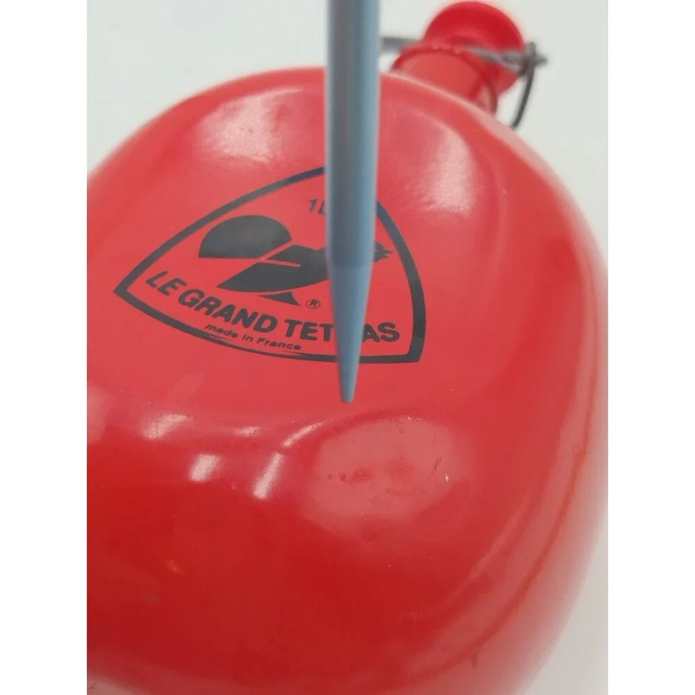 VTG French Aluminum Flask Red Le Grand Tetras Hiking Bottle 1L (Read)